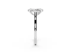 Round Cut Diamond Cluster Halo Solitaire Ring Set in Silver with Prong Setting