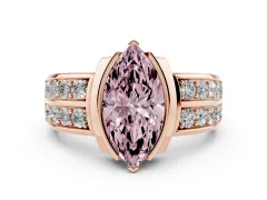 Fancy Pink Marquise Cut Diamond Wide Channel Set Band Ring Set in Rose gold with Bezel Setting