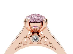 Fancy Pink Pear Cut Diamond Channel Set Solitaire Engagement Ring Set in Rose gold with Prong Setting