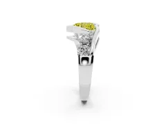 Fancy Yellow Heart Cut Diamond Bezel Bypass Ring Set in Platinum with Round Accents