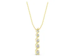 Round Diamond S-Curve Pendant Set in Yellow gold with Five Prong-Set Stones