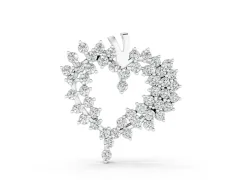 Diamond Cluster Heart Pendant Set in Silver with Prong-Set Round Stones
