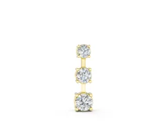 Round Diamond Triple Bar Pendant Set in Yellow gold with Four-Prong Setting