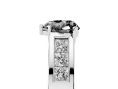 Fancy Black Heart Cut Diamond Solitaire Ring Set in Silver with Channel-Set Accent Stones and Prong Setting