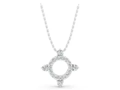 Round Diamond Open Halo Pendant Set in Silver with Four-Prong Setting
