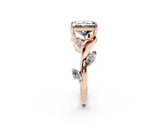 Fancy Black Radiant Cut Diamond Solitaire Ring Set in Rose gold with Twisted Marquise Accent Band