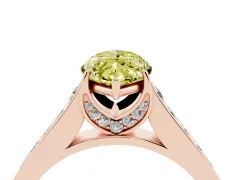 Fancy Yellow Marquise Cut Diamond Solitaire Pavé Engagement Ring Set in Rose gold with Prong Setting