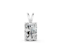 Radiant Diamond Solitaire Pendant Set in White gold with Four-Prong Setting