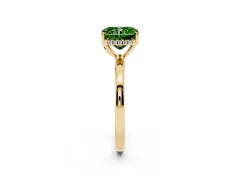 Fancy Green Radiant Cut Diamond Solitaire Ring Set in Yellow gold with Plain Band and Prong Setting