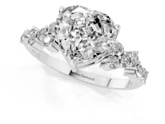 Heart Cut Diamond Ring Set in White gold with Scattered Round Accents