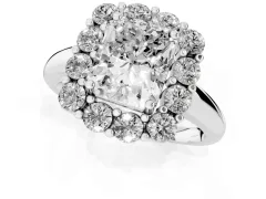 Radiant Cut Diamond Halo Cluster Engagement Ring Set in Platinum with Polished Band and Prong Setting