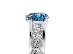 Fancy Blue Heart Cut Diamond Pavé Engagement Ring Set in Silver with Prong Setting