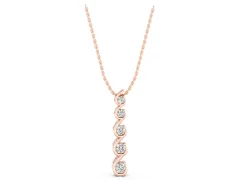 Round Diamond S-Curve Pendant Set in Rose gold with Five Prong-Set Stones