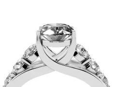 Fancy Black Oval Cut Diamond Pavé Engagement Ring Set in Silver with Prong Setting