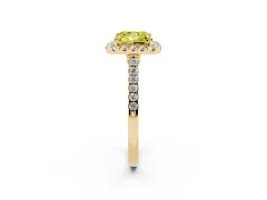 Fancy Yellow Princess Cut Diamond Halo Pavé Engagement Ring Set in Yellow gold with Prong Setting