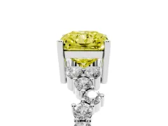 Fancy Yellow Radiant Cut Diamond Ring Set in Silver with Scattered Round Accents