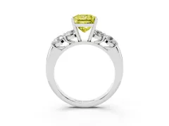 Fancy Yellow Princess Cut Diamond Five-Stone Prong Set Ring Set in Silver with Classic Band