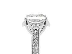 Princess Cut Diamond Halo Ring Set in Silver with Channel Set Band and Prong Setting