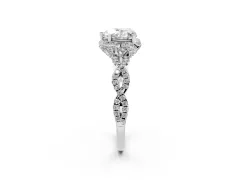 Heart Cut Diamond Halo Twist Band Solitaire Ring Set in Silver with Prong-Set Center Stone