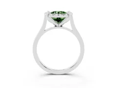 Fancy Green Round Cut Diamond Cluster Halo Solitaire Ring Set in White gold with Prong Setting