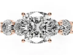 Cushion Cut Diamond Five-Stone Prong Set Ring Set in Rose gold with Classic Band