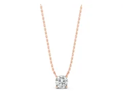 Round Solitaire Pendant Set in Rose gold with Four-Prong Basket Setting