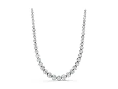 Round Diamond Tennis Necklace Set in White gold with Bezel and Prong Setting