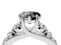 Fancy Black Heart Cut Diamond Pavé Engagement Ring Set in Silver with Prong Setting