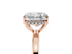 Radiant Cut Diamond Solitaire Ring Set in Rose gold with Plain Band and Prong Setting
