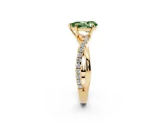 Fancy Green Pear Cut Diamond Twisted Pavé Band Ring Set in Yellow gold with Prong Setting