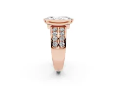 Marquise Cut Diamond Wide Channel Set Band Ring Set in Rose gold with Bezel Setting