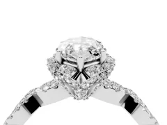 Marquise Cut Diamond Halo Twist Band Solitaire Ring Set in Platinum with Prong-Set Center Stone