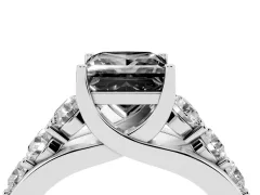 Fancy Black Princess Cut Diamond Pavé Engagement Ring Set in White gold with Prong Setting