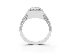 Princess Cut Diamond Halo Engagement Ring Set in Silver with Accent Split Shank Band