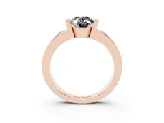 Fancy Black Oval Cut Diamond Channel-Set Band Ring Set in Rose gold with Bezel Prong Setting