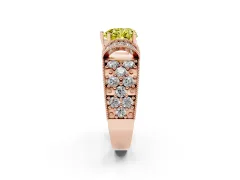 Fancy Yellow Heart Cut Diamond Milgrain Halo Pavé Engagement Ring Set in Rose gold with Prong Setting