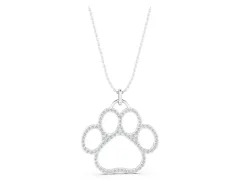 Pavé Round Diamond Paw Pendant Set in White gold with Prong Setting