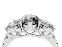 Fancy Black Marquise Cut Diamond Three-Stone Ring Set in Platinum with Pavé Band