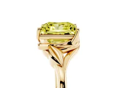 Fancy Yellow Princess Cut Diamond Solitaire Ring Set in Yellow gold with Polished Twist Band