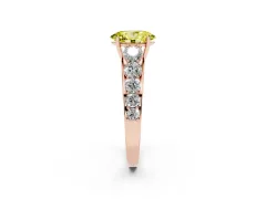 Fancy Yellow Oval Cut Diamond Solitaire Ring Set in Rose gold with Pavé-Set Band and Prong Setting