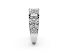 Emerald Cut Diamond Milgrain Halo Pavé Engagement Ring Set in Platinum with Prong Setting