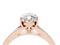Marquise Cut Diamond Solitaire Ring Set in Rose gold with Pavé Accent Band and Classic Prong Setting