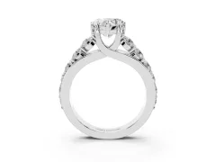 Heart Cut Diamond Pavé Engagement Ring Set in Platinum with Prong Setting
