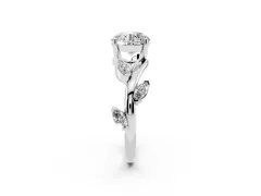 Round Cut Diamond Solitaire Ring Set in White gold with Twisted Marquise Accent Band