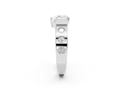 Heart Cut Diamond Channel-Set Band Ring Set in White gold with Bezel Prong Setting