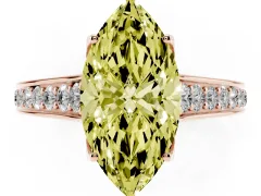 Fancy Yellow Marquise Cut Diamond Solitaire Pavé Engagement Ring Set in Rose gold with Prong Setting