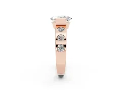 Oval Cut Diamond Channel-Set Band Ring Set in Rose gold with Bezel Prong Setting