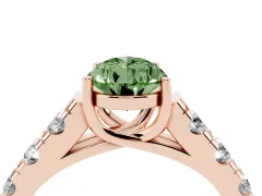 Fancy Green Pear Cut Diamond Solitaire Ring Set in Rose gold with Cut-Down Micro Pavé Band and Prong Setting