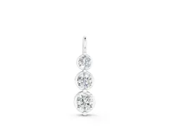 Three-Stone Round Diamond Cascade Drop Pendant Set in Silver with Prong Setting