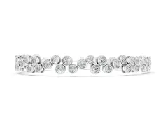 Round Diamond Bezel-Set Cluster Tennis Bracelet Set in White gold